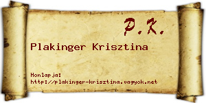 Plakinger Krisztina névjegykártya